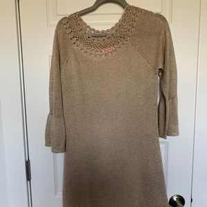 BRAND NEW!!!  Gold sweater dress. Great for Xmas